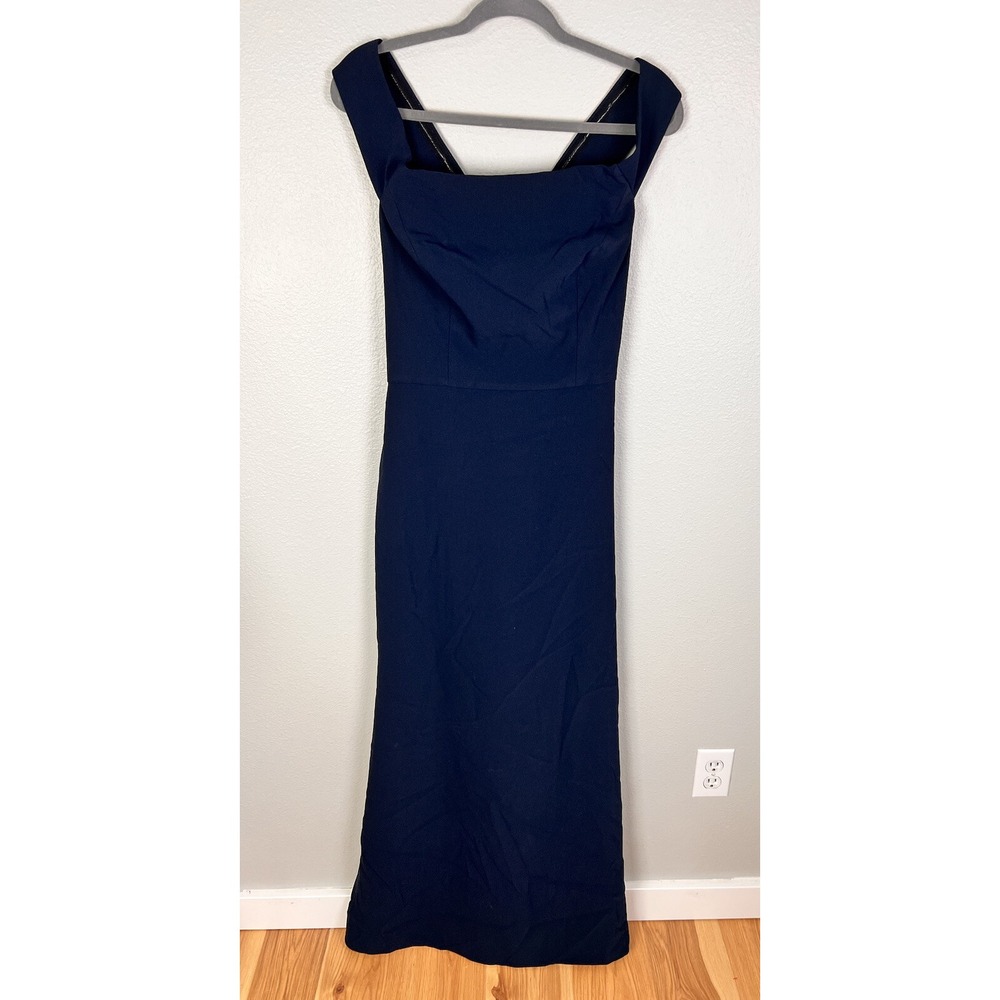 Dessy Collection Dress Womens 10 Navy Blue Maxi Regular Vivian‎ Diamond